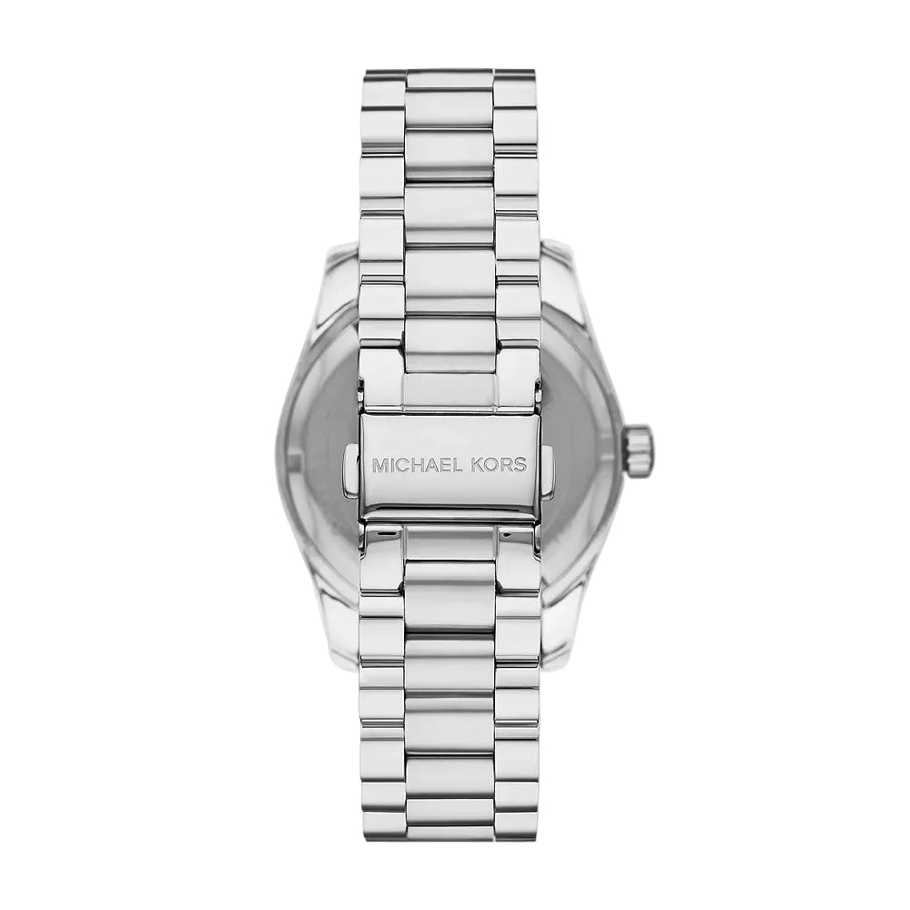 Reloj Michael Kors Lexington para mujer, con pulsera plateada de tres manecillas de 38 mm y esfera rosa