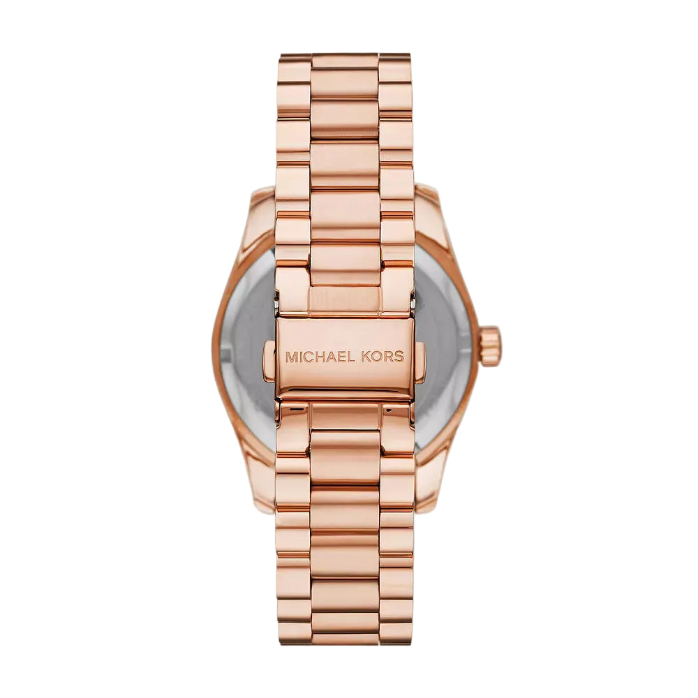Reloj Michael Kors Lexington para mujer, con pulsera plateada de tres manecillas de 38 mm y esfera rosa
