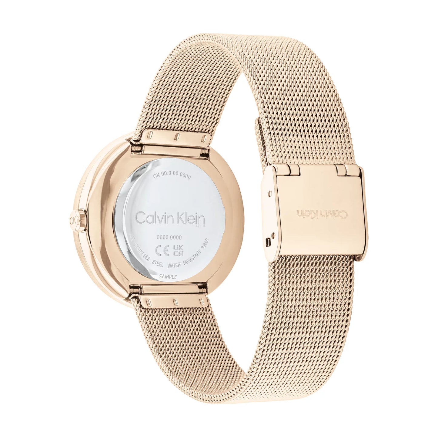 Reloj de cuarzo Calvin Klein Twist para mujer, de acero inoxidable y oro rosa, de 34 mm, esfera negra