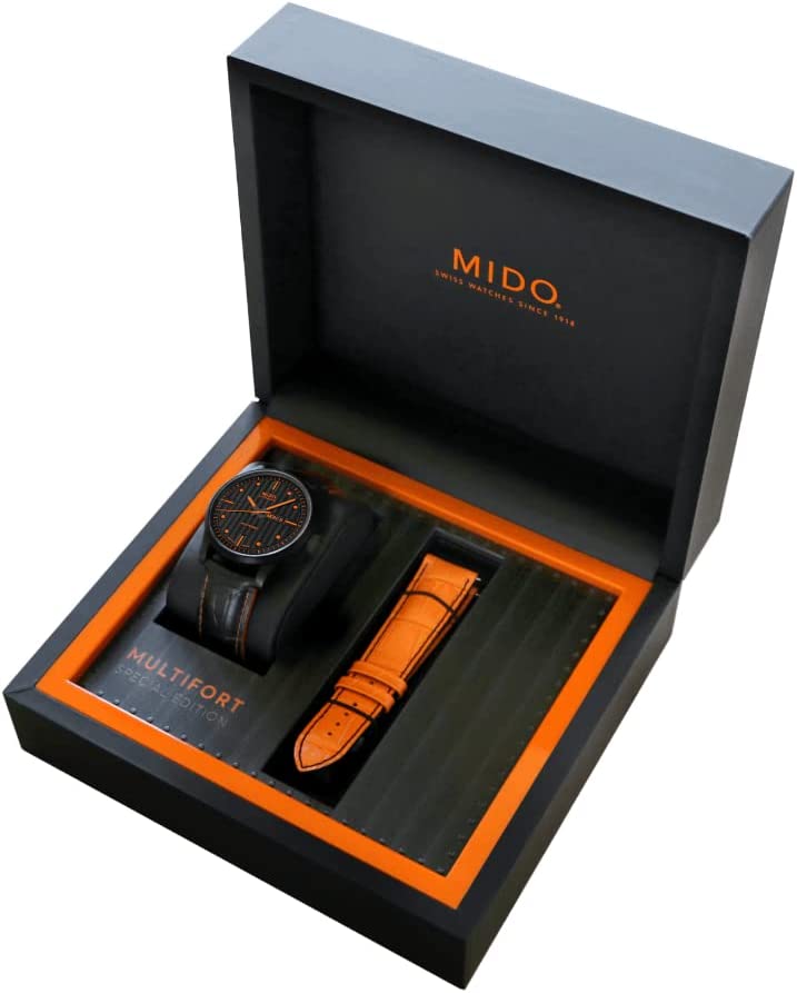 Mido Multifort Men's 25mm Automatic Leather Strap Watch - Black