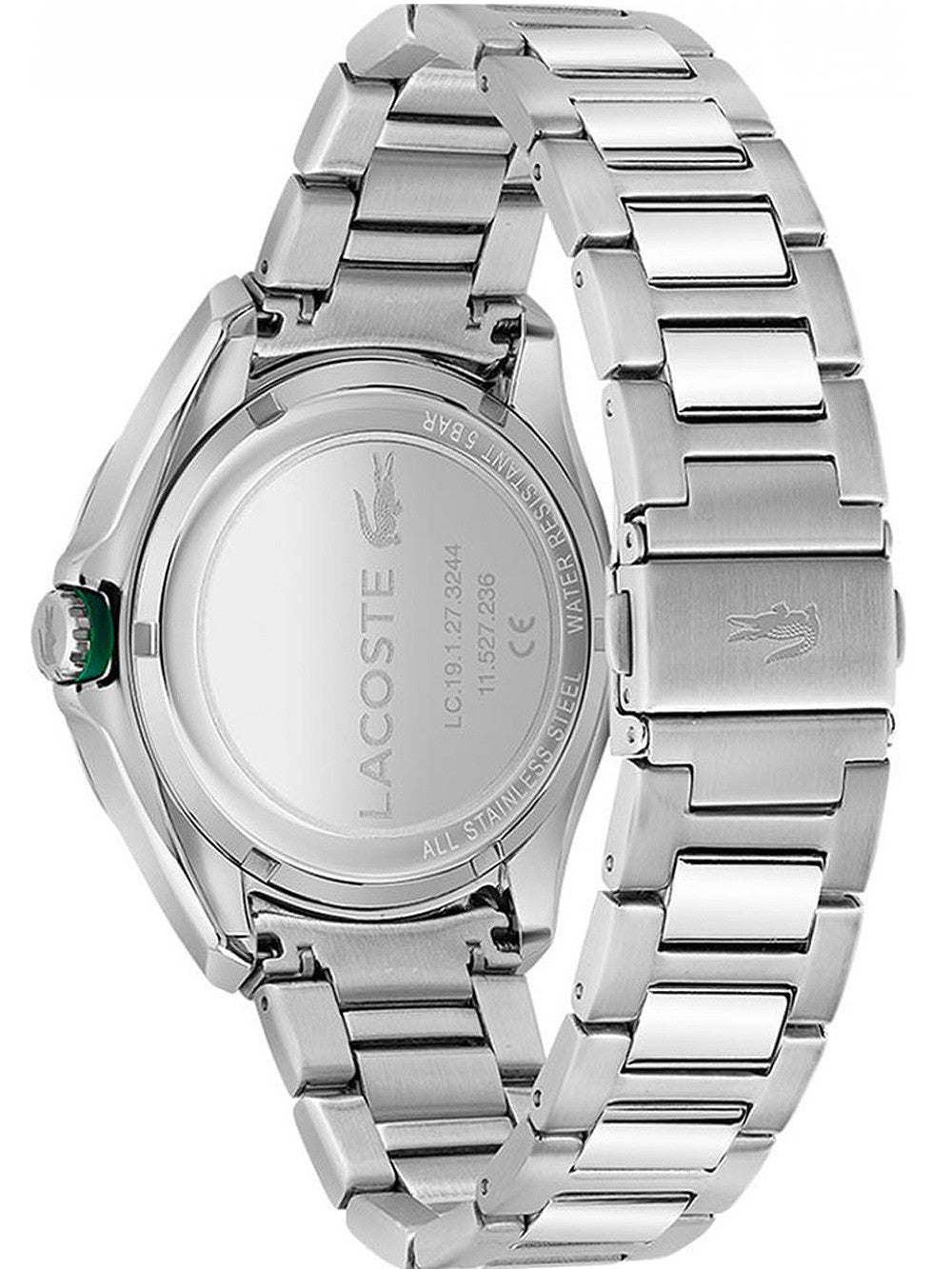 Reloj Lacoste Tiebreaker para hombre, de cuarzo, con correa de acero inoxidable de 43 mm y esfera negra