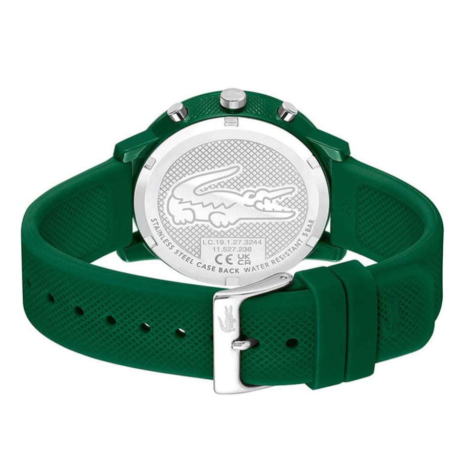 Reloj Lacoste 12.12 Chrono para hombre, correa de cuarzo de 43 mm, silicona verde