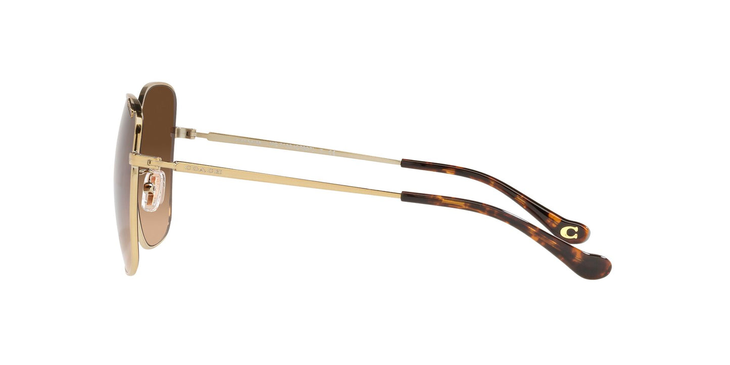 Coach Woman Shiny Light Gold Sunglasses - Dark Brown Gradient