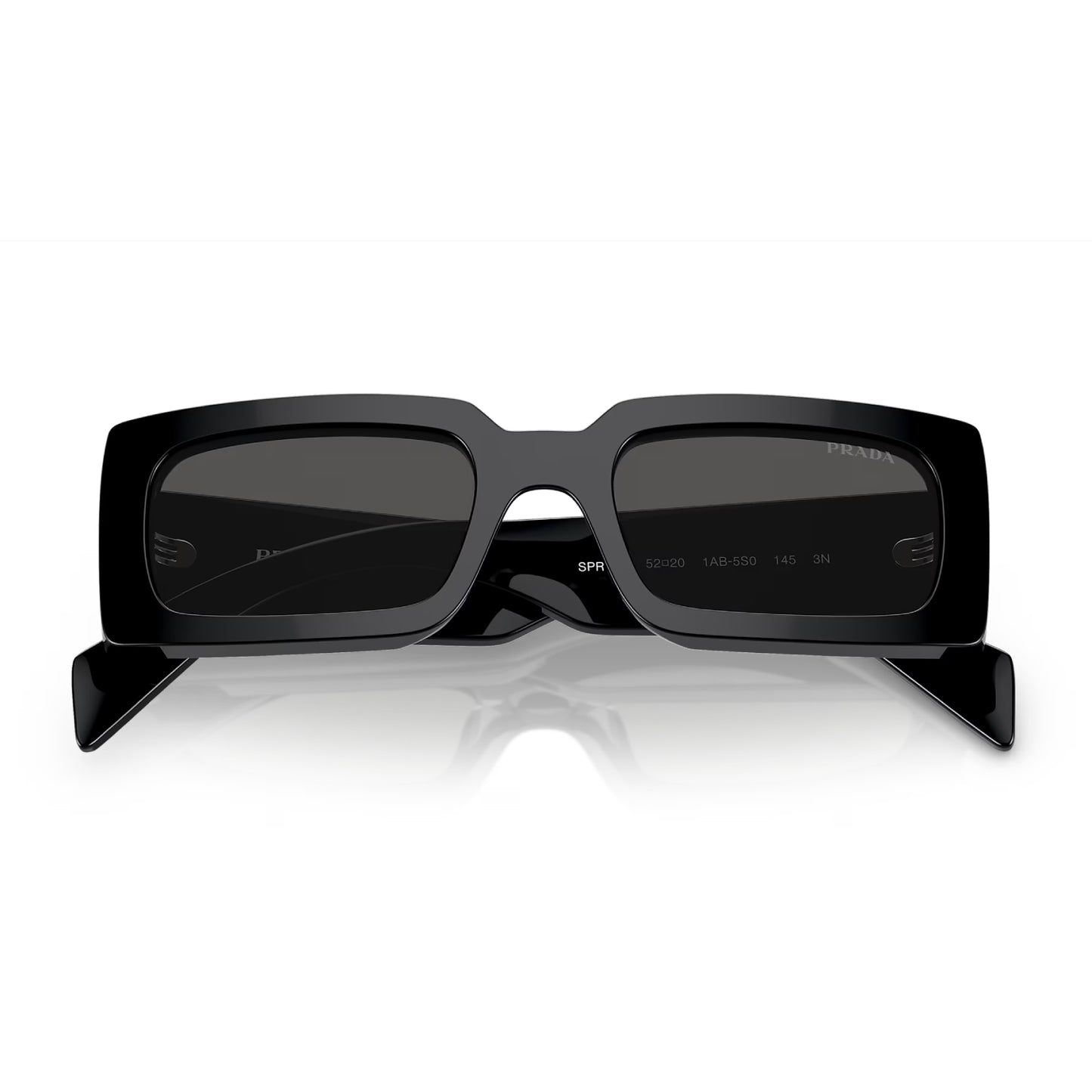 Gafas de sol rectangulares de color liso para mujer PRA07S de Prada: negro/gris oscuro