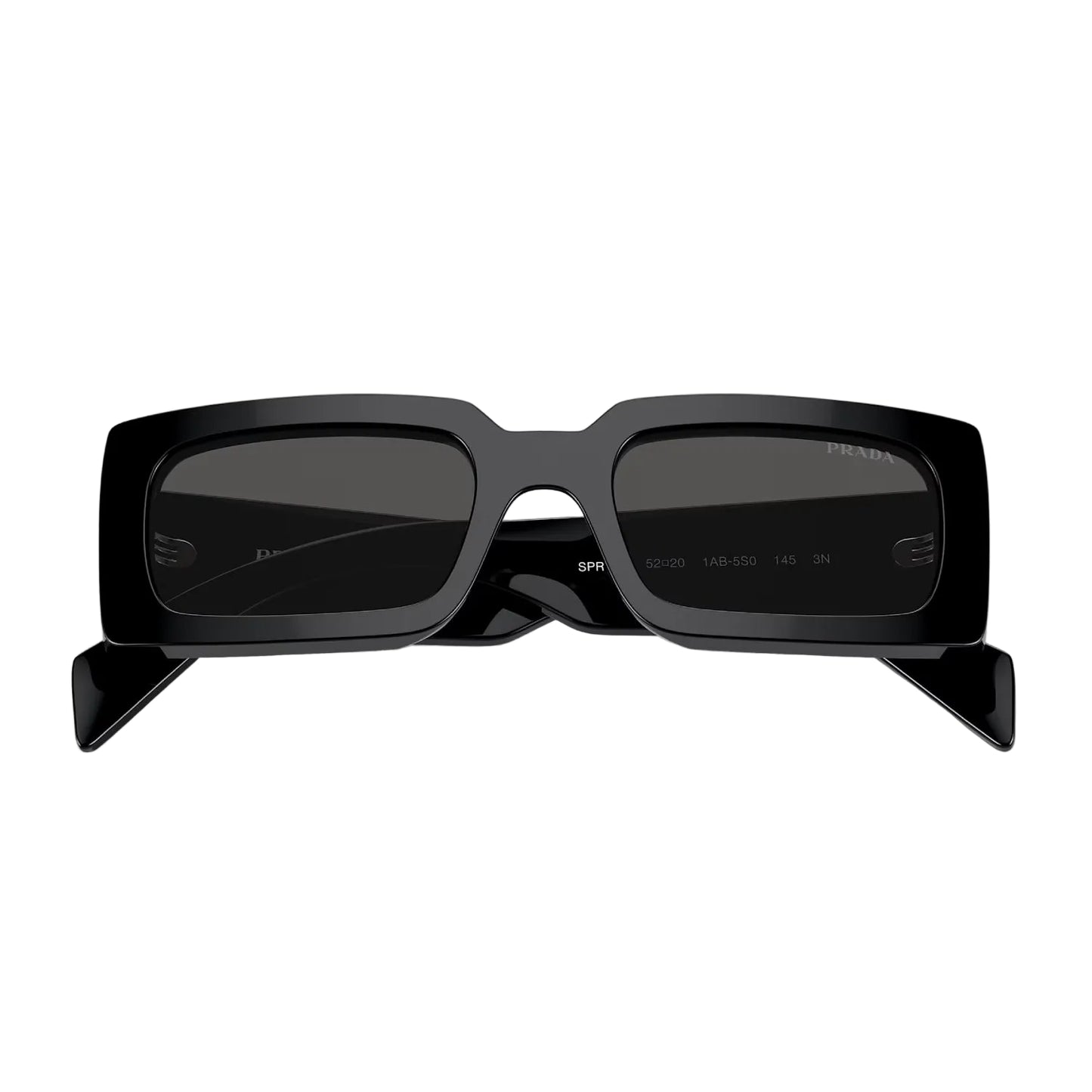Prada Women's PRA07S Rectangle Solid Color Sunglasses - Black/Dark Gray