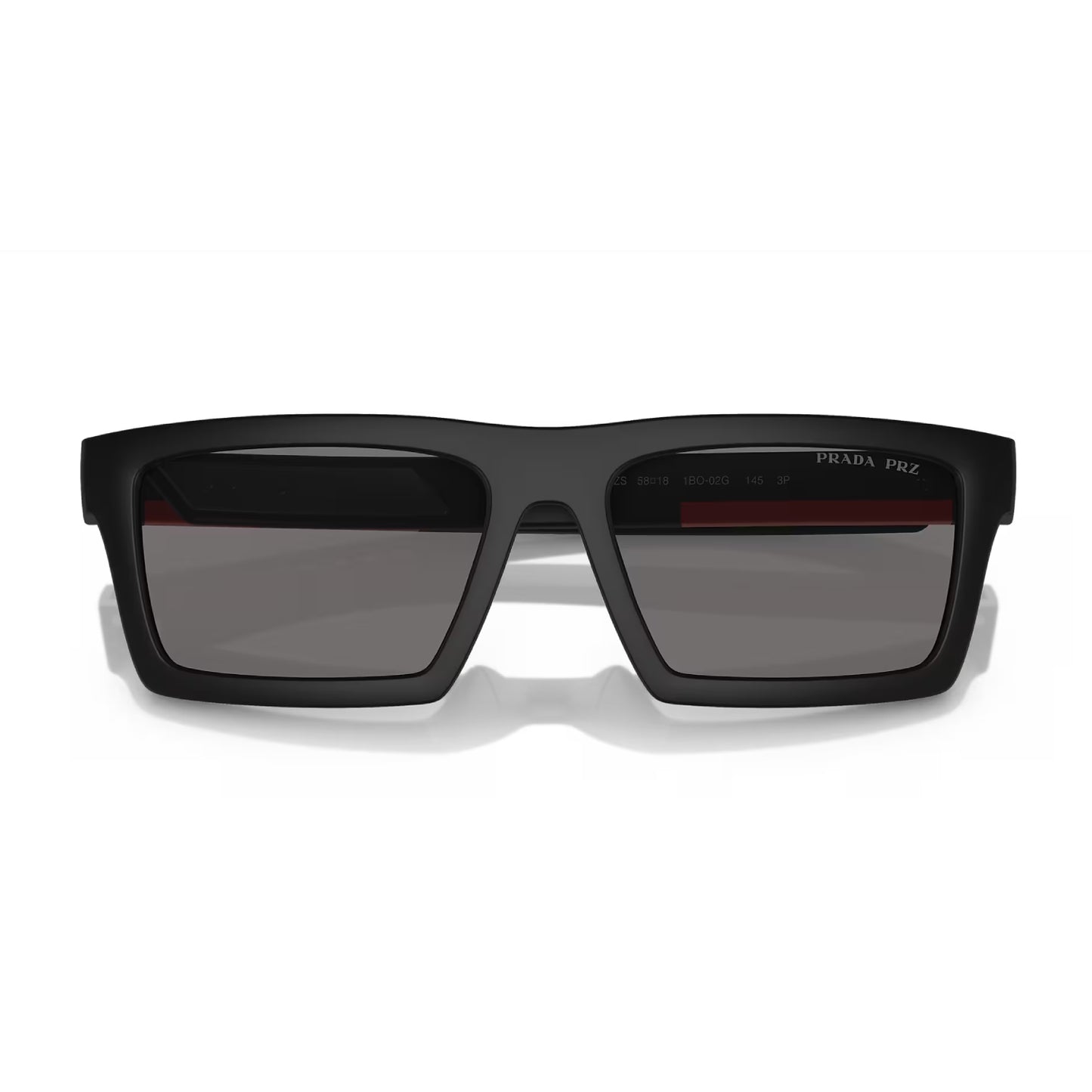 Gafas de sol rectangulares de color liso PS02ZS para hombre de Prada Linea Rossa - Mette Black/Dark Gray Polarized