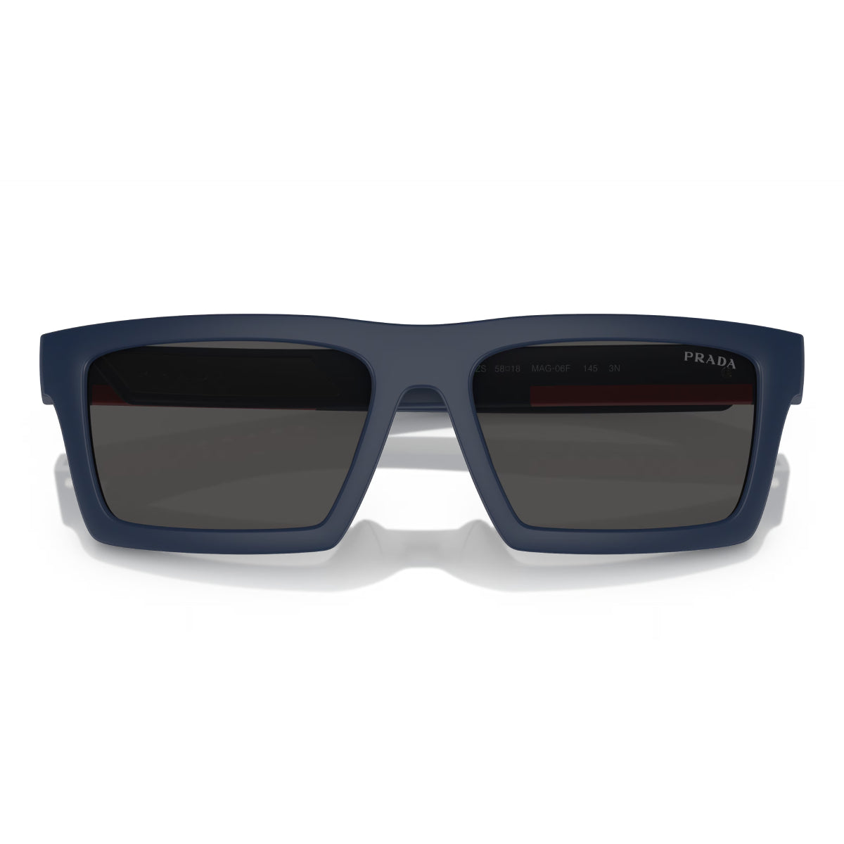 Prada Linea Rossa Men's PS02ZS Rectangle Solid Color Sunglasses - Matte Blue/Dark Gray