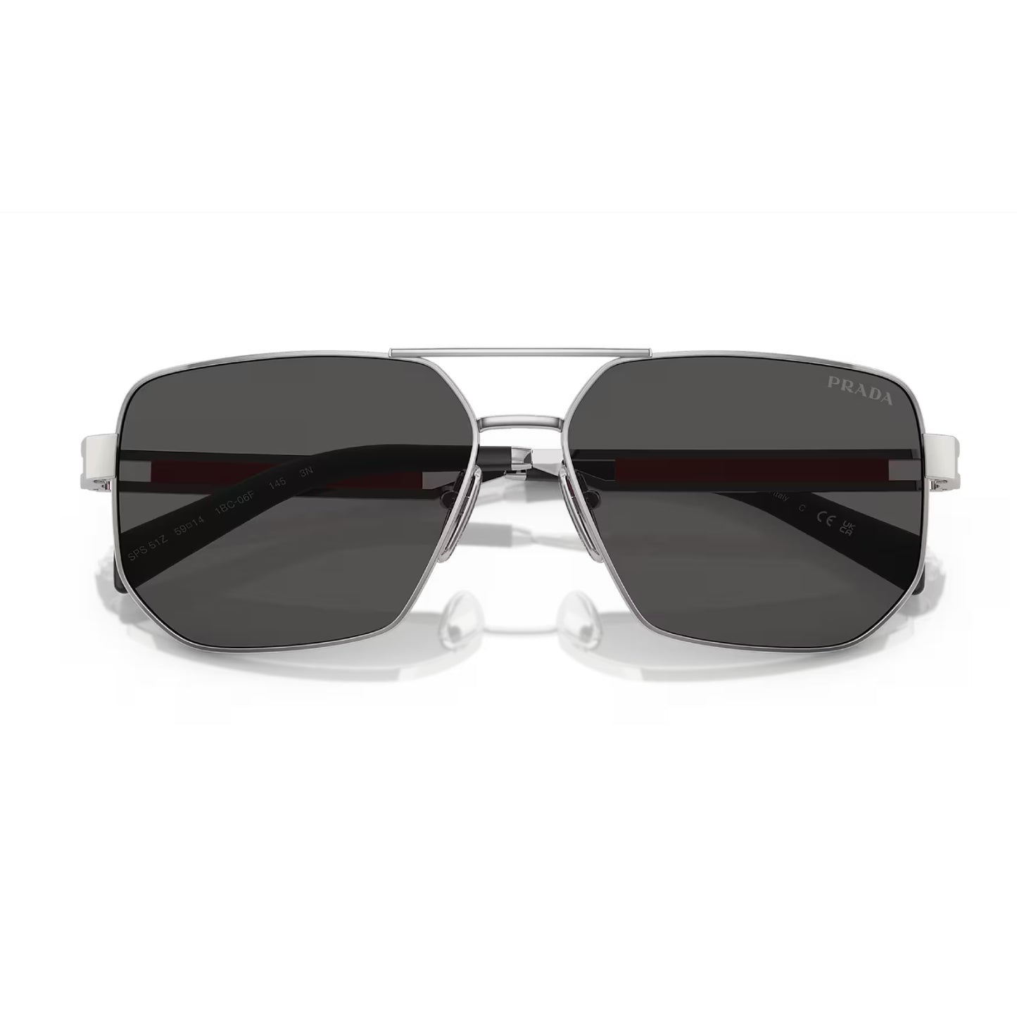 Gafas de sol Prada Linea Rossa PS51ZS Pilot de color liso para hombre: plata/gris oscuro