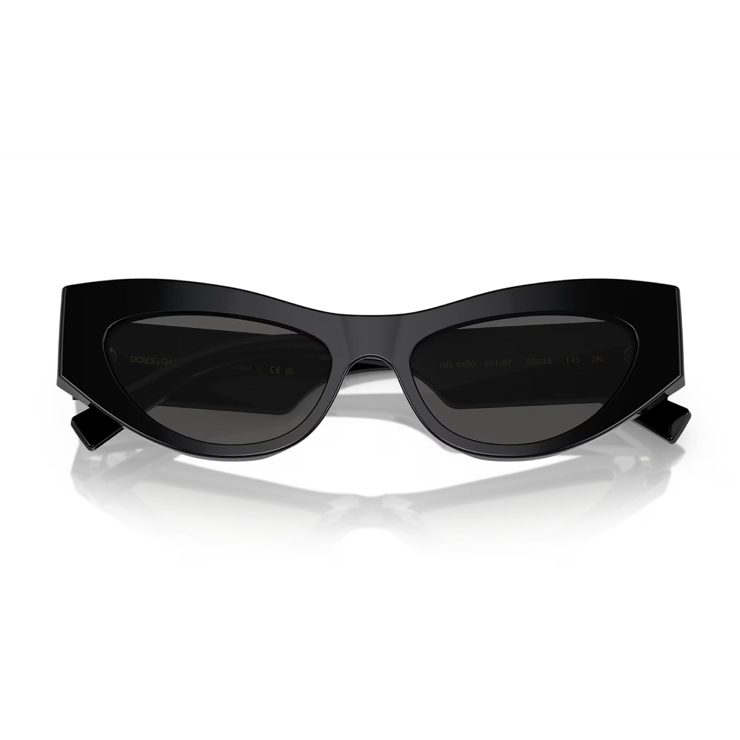 Gafas de sol de color liso con forma de ojo de gato DG4450 de Dolce & Gabanna para mujer: negro/gris oscuro
