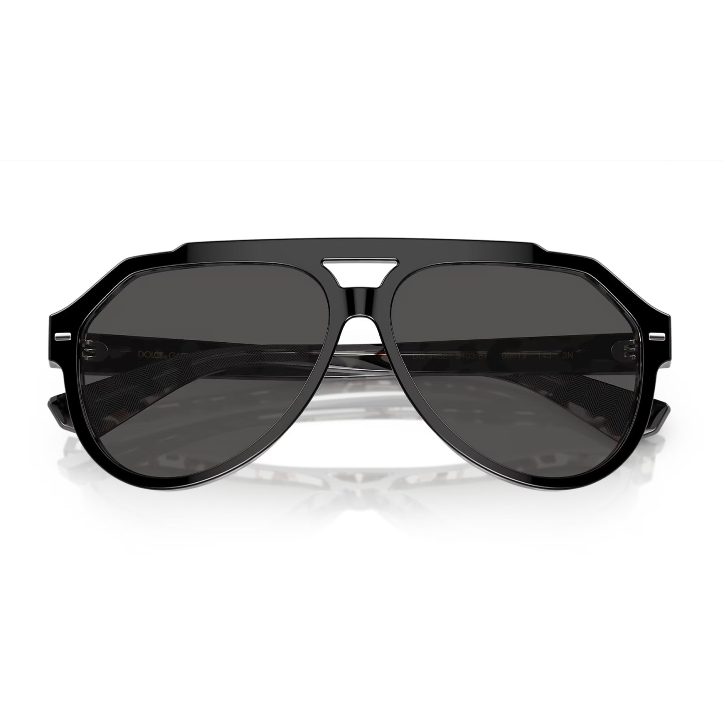 Gafas de sol de color liso DG4452 Pilot de Dolce & Gabanna para hombre: negro sobre gris habana/gris oscuro