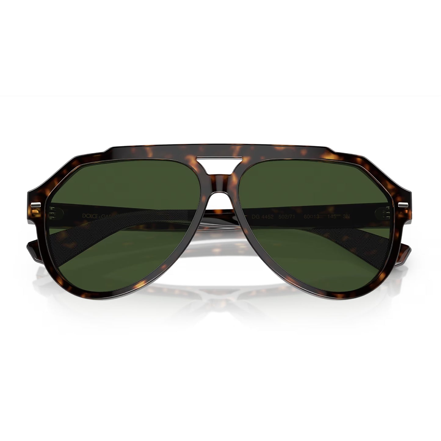 Gafas de sol de color liso estilo piloto DG4452 de Dolce & Gabanna para hombre: color habana/verde oscuro
