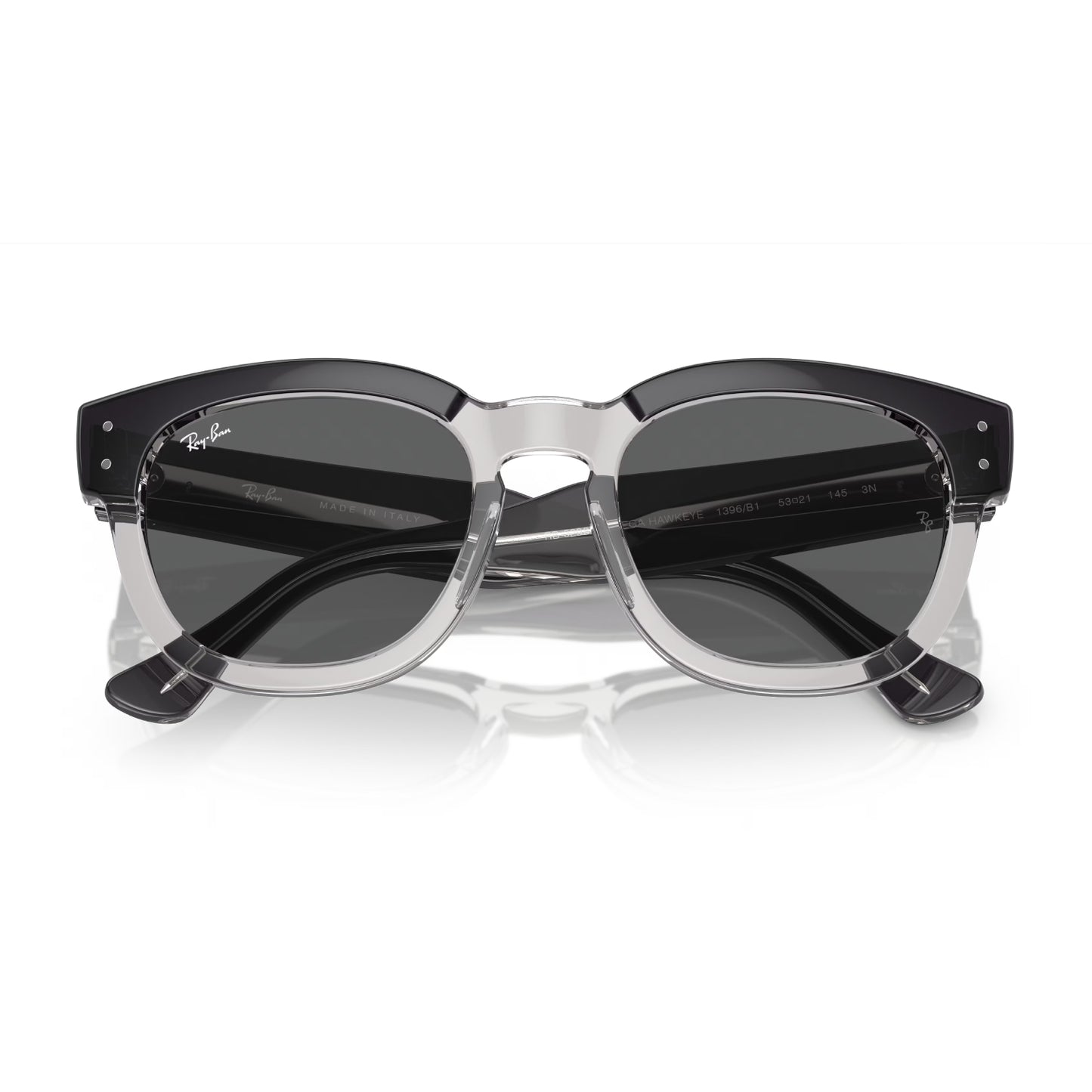 Ray-Ban Mega Hawkeye Unisex RB0298S Square Gradient Sunglasses - Polished Dark Gray on Transparent Gray/Gray
