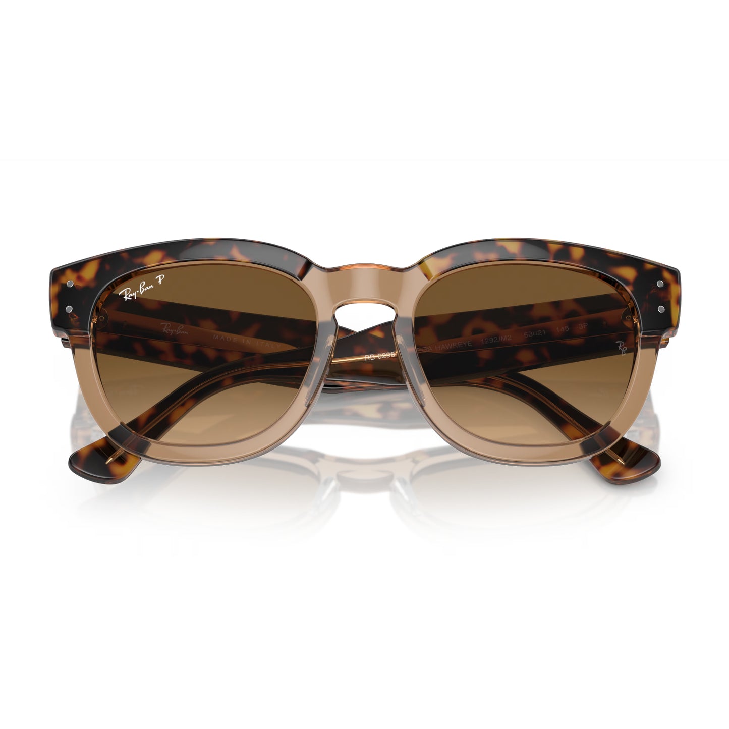 Ray-Ban Mega Hawkeye Unisex RB0298S Square Gradient Sunglasses - Polished Havana on Transparent Brown/Brown