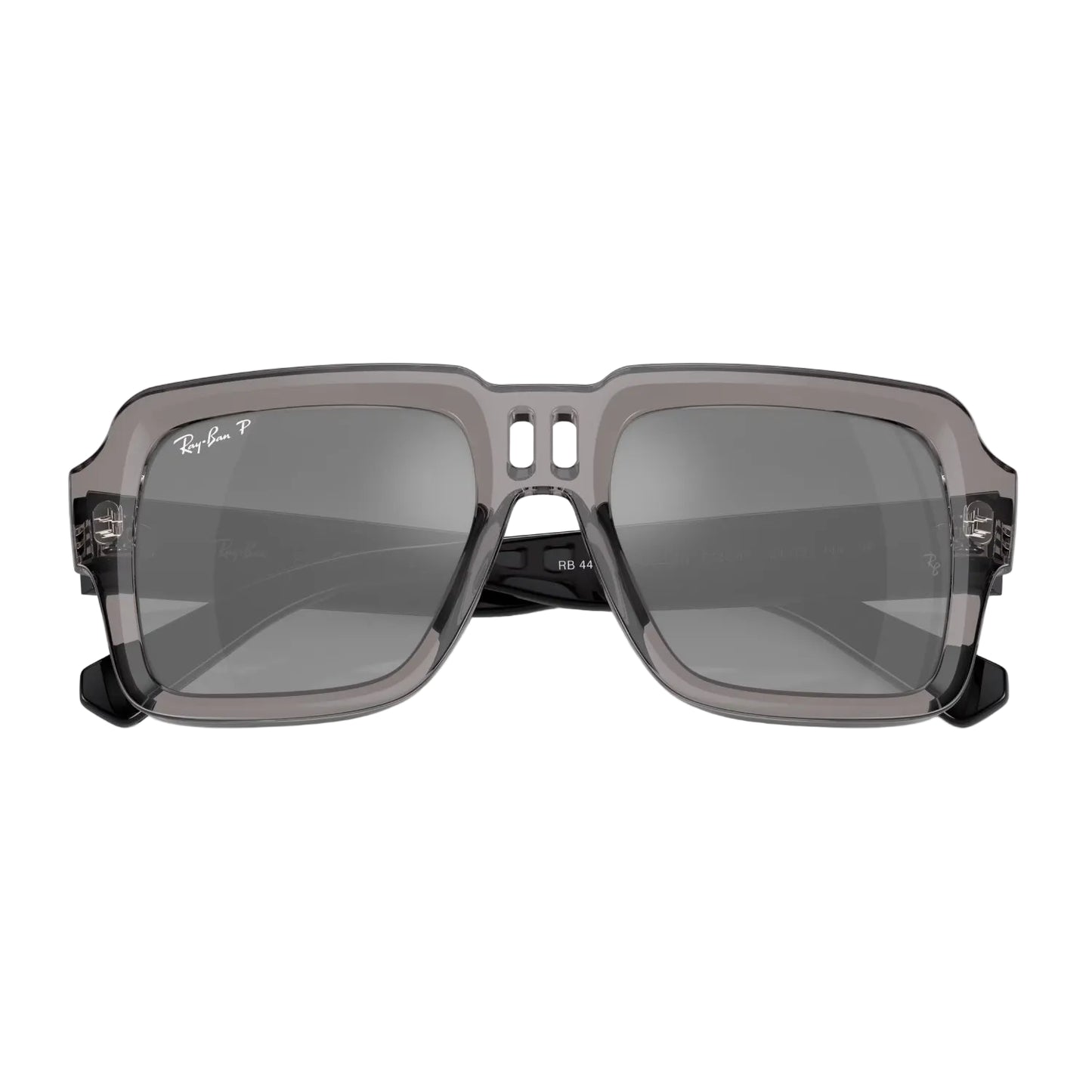Gafas de sol unisex Ray-Ban Magellan RB4408 con degradado cuadrado: gris transparente pulido/plata/gris
