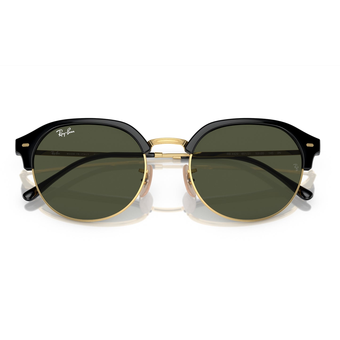 Gafas de sol clásicas unisex Ray-Ban RB4429: negro pulido sobre dorado/verde