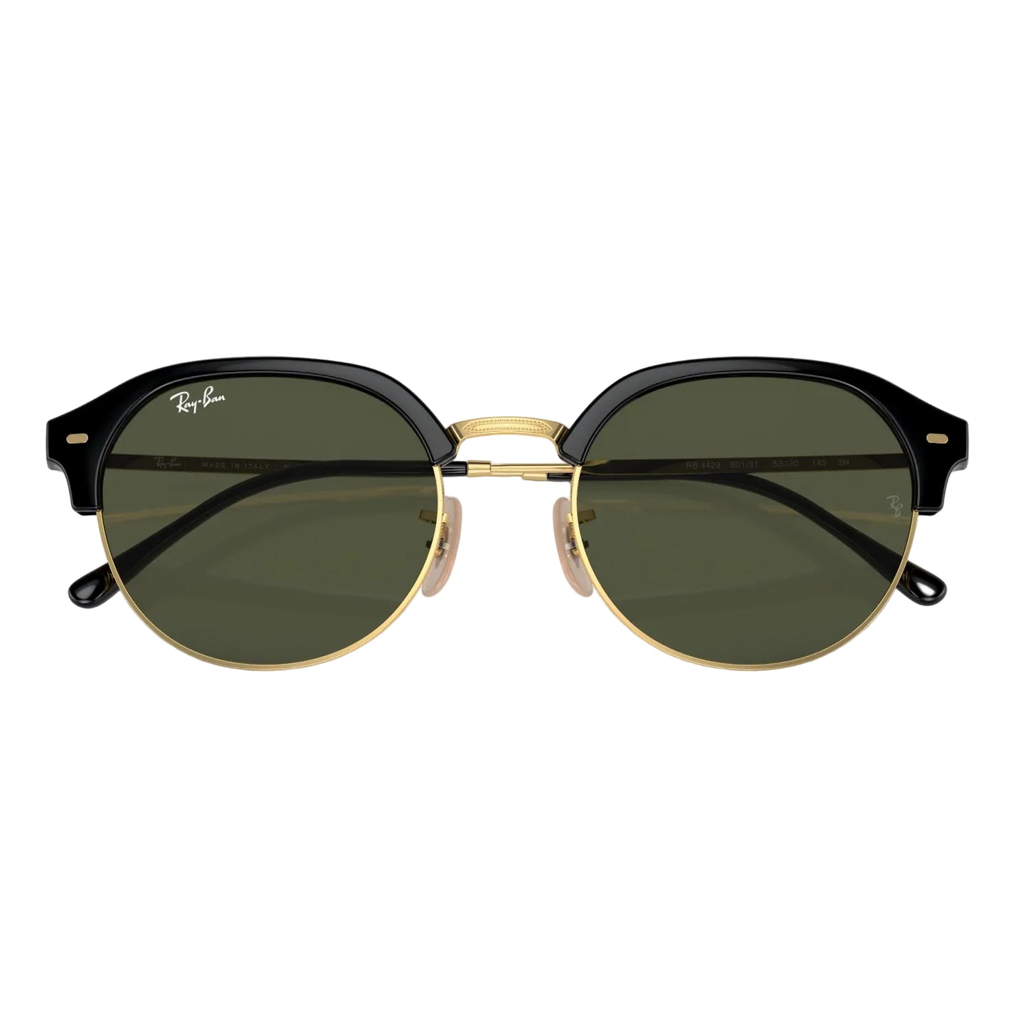 Gafas de sol clásicas unisex Ray-Ban RB4429: negro pulido sobre dorado/verde