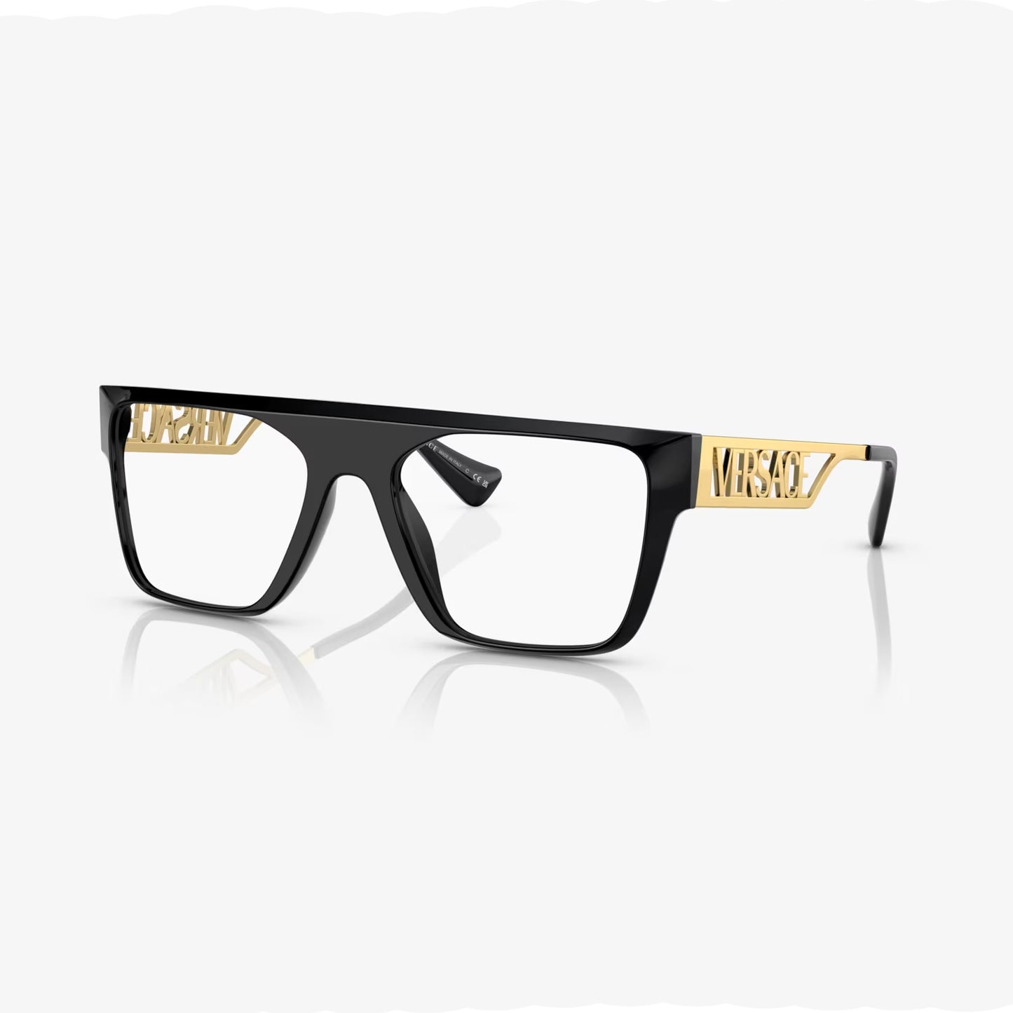 Gafas de sol rectangulares para hombre de Versace, color negro y dorado