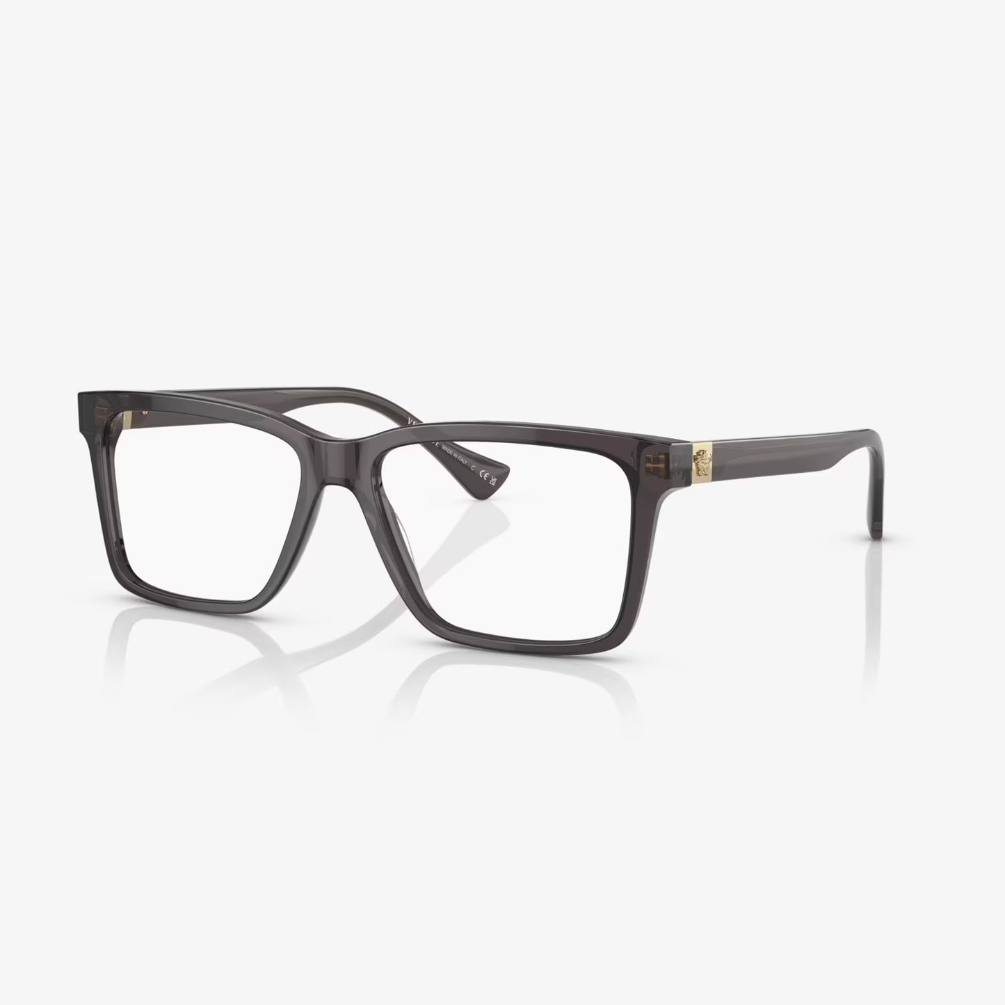 Versace Men's Rectangle Eyeglasses, Transparent Gray