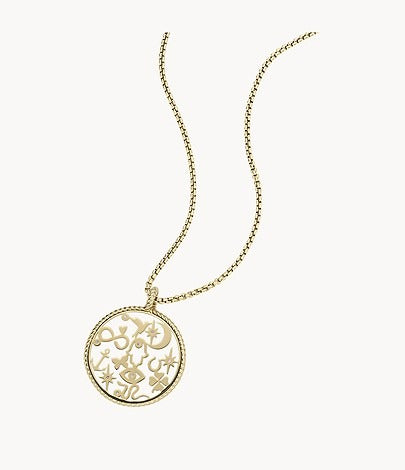 Collar con colgante de acero inoxidable para mujer Fossil Sutton Golden en tono dorado