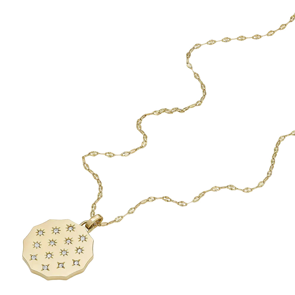 Fossil Sadie Scalloped Edge Women's Pendant Necklace in Gold-Plated over Stainless Steel