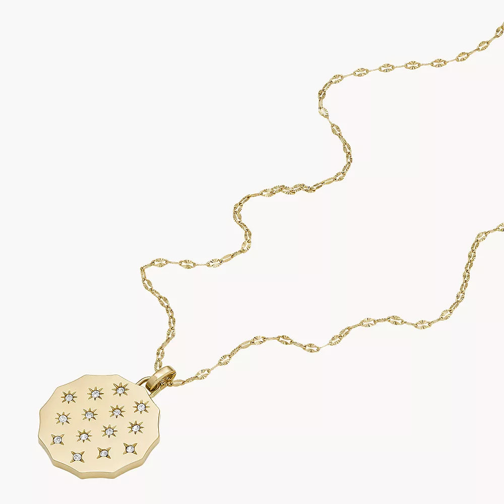 Fossil Sadie Scalloped Edge Women's Pendant Necklace in Gold-Plating over Stainless Steel