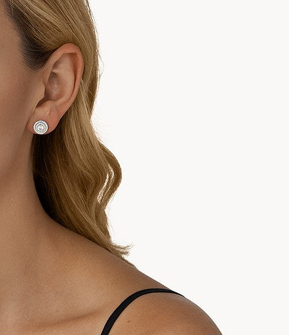 Pendientes de botón con halo Pavé de Michael Kors para mujer en plata de ley