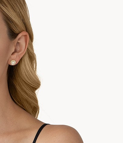 Aros con forma de halo y pavé de Michael Kors para mujer bañados en oro de 14 quilates sobre plata de ley