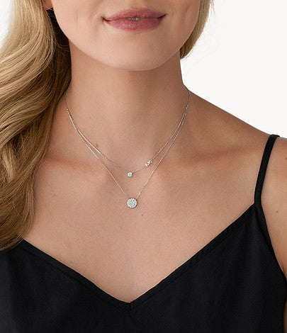 Collar con pavé de doble capa para mujer de Michael Kors en plata de ley