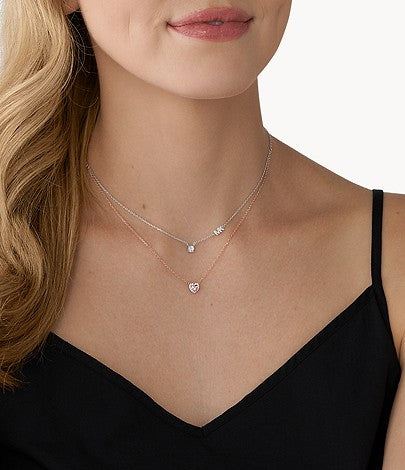 Collar de corazón de doble capa para mujer de Michael Kors en plata de ley de dos tonos