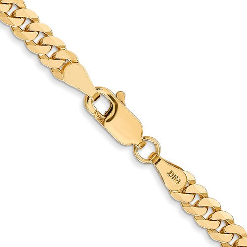 14k Yellow Gold Unisex Flat Beveled Curb Chain
