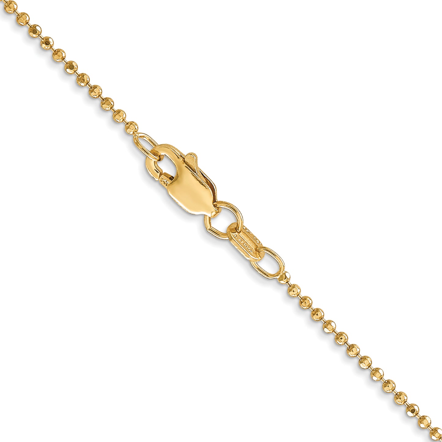 Quality Gold Women's 14" Diamond Cut Beaded Chain Necklace in 14K Yellow Gold