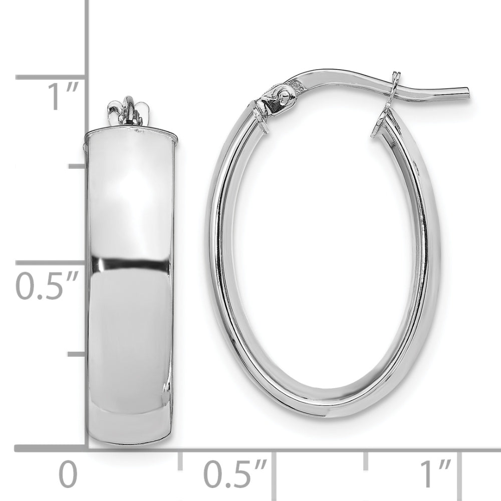 Aros ovalados para mujer de Leslie en oro blanco de 14 quilates