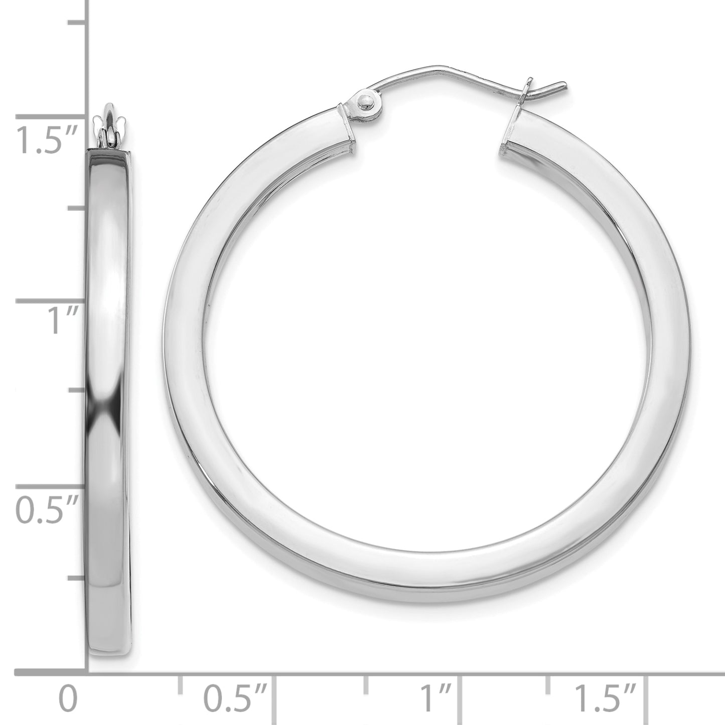 Aros con forma de tubo cuadrado para mujer de Leslie en oro blanco de 14 quilates