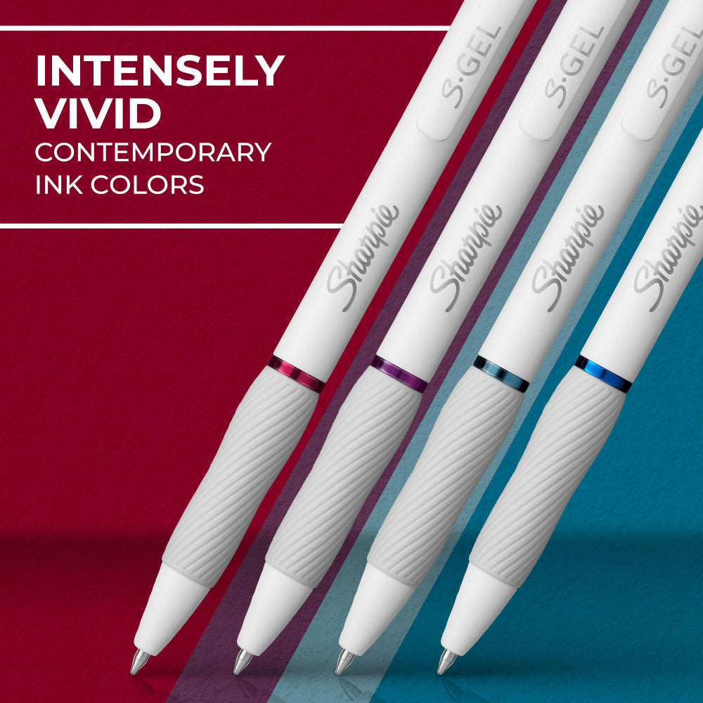 Bolígrafos retráctiles de punta mediana Sharpie S-Gel de 0,7 mm con cuerpo de moda (juego de 4) - Bold Jewel