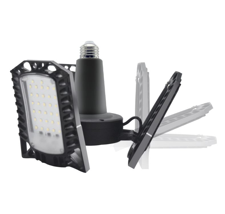 Bright Living 3-Leaf LED Garage Light with Extended Base - Black
