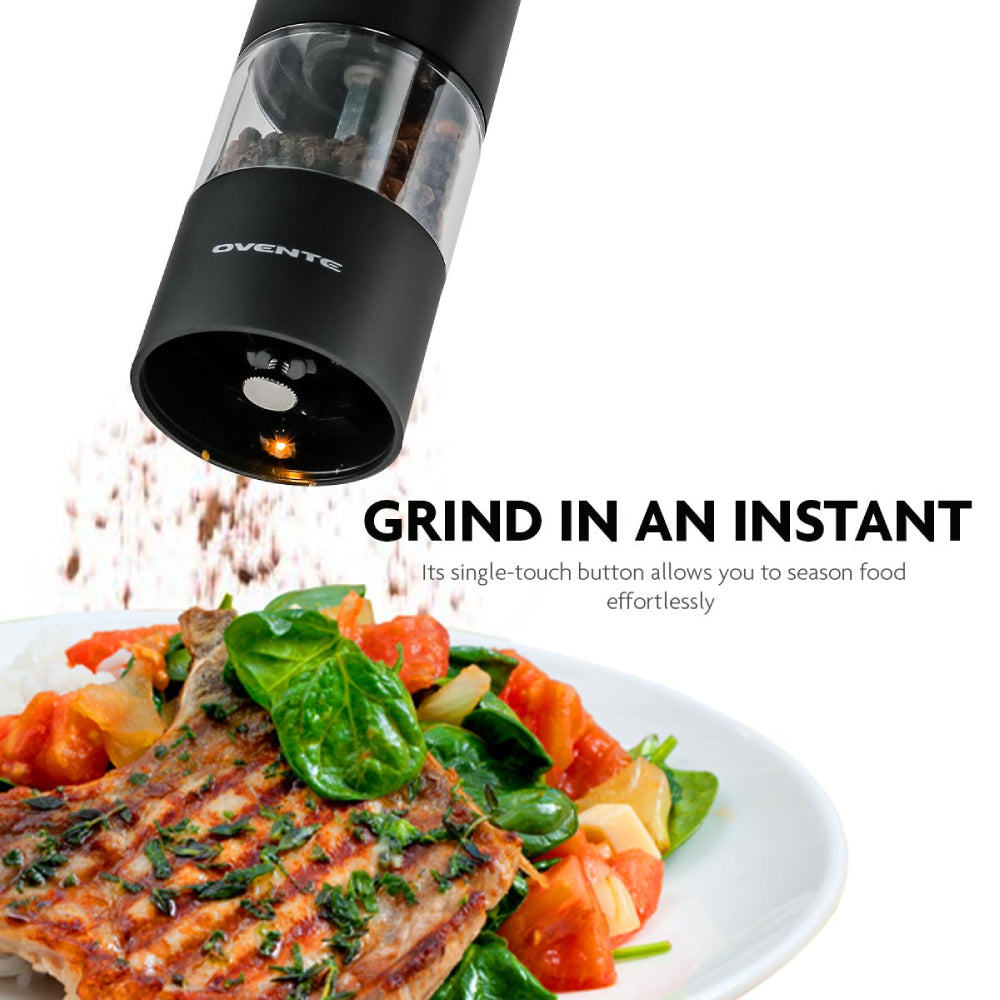 Ovente SPD102BW Electric Salt and Pepper Mill Grinder Set