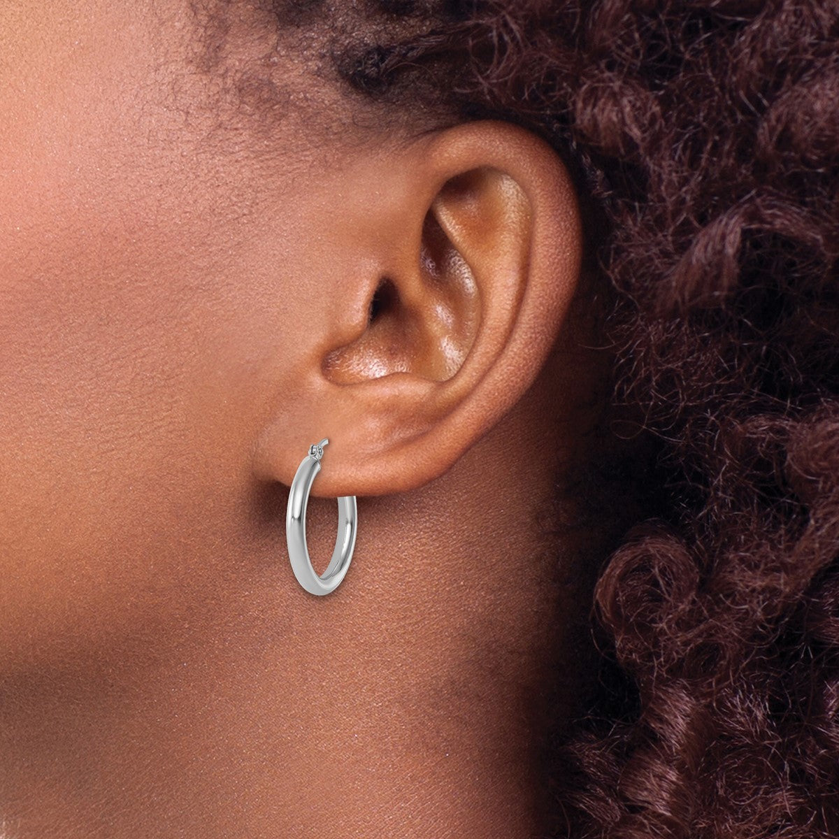 14K Leslie's Women's 2.5mm Tube Hoop Earrings in 14K White Gold