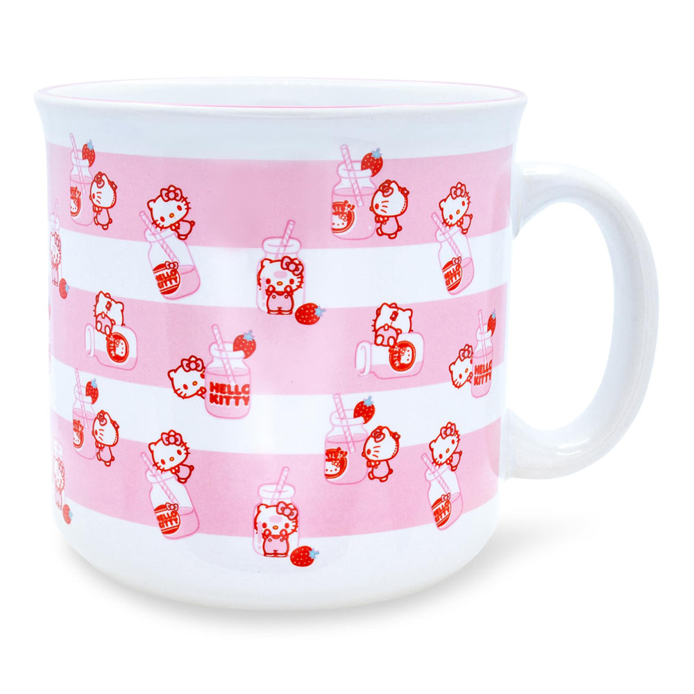 Sanrio Hello Kitty Strawberry Milk 20 oz Ceramic Camper Mug - White/Pink
