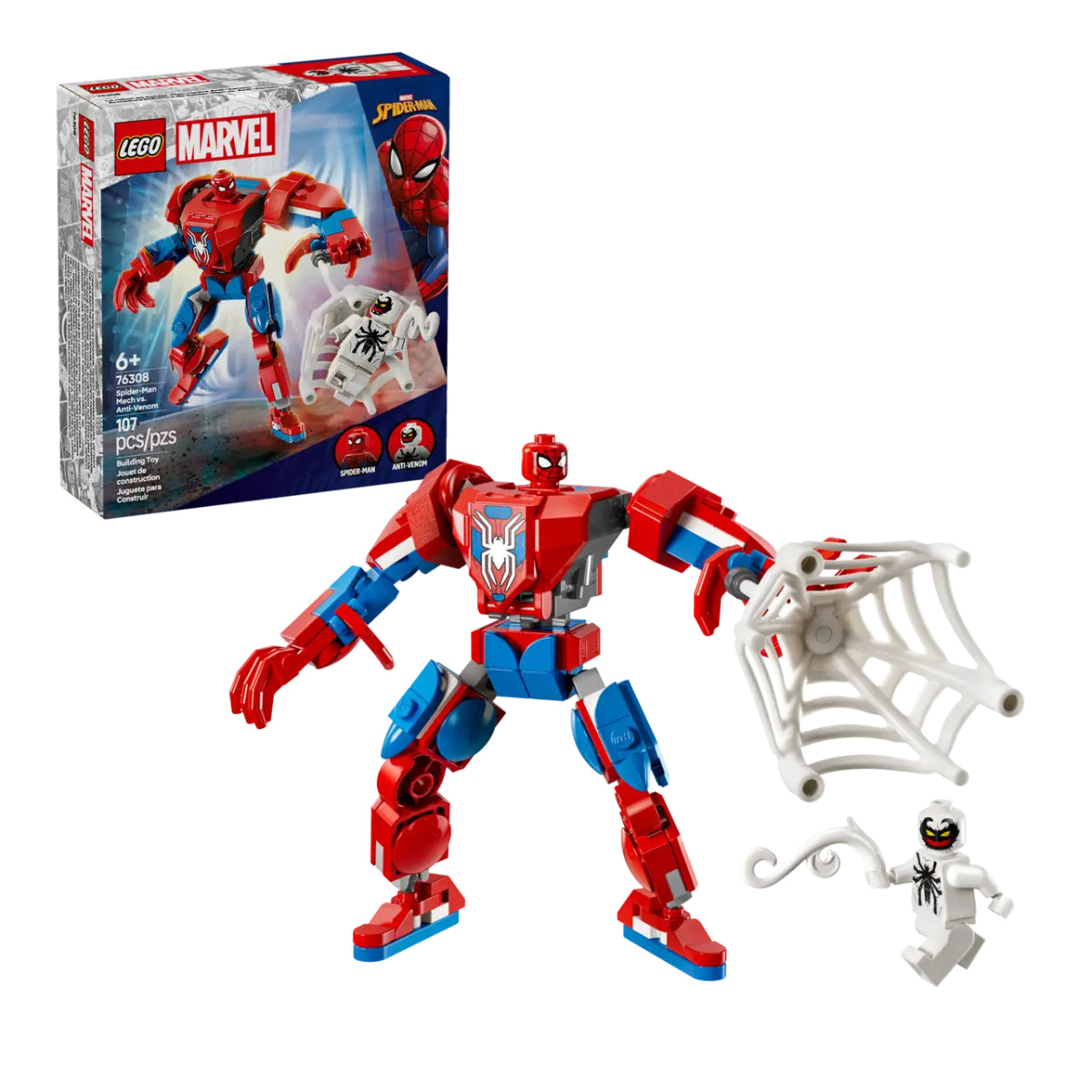 LEGO Marvel Spider-Man Mech vs Anti-Venom Building Toy Set (107-Pieces)