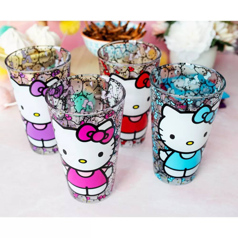 Sanrio Hello Kitty Colorful Outfits Pint Glasses (Set of 4)