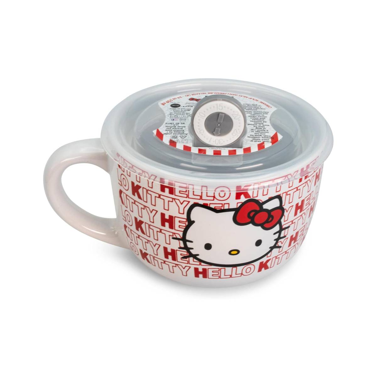 Sanrio Hello Kitty 24 oz Ceramic Soup Mug With Vented Lid - Red