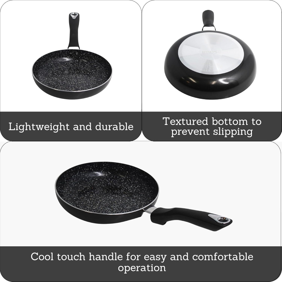 Imusa GAU/24030 Bistro 8" Nonstick Fry Pan with Bakelite Handle - Black