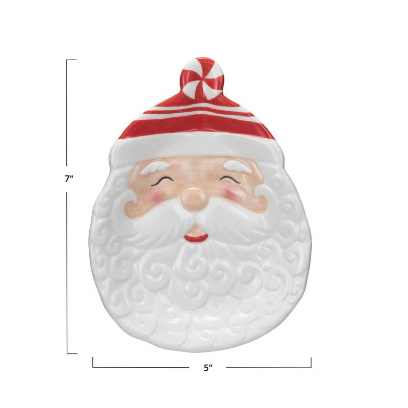 Creative Co-op Santa Shaped Plate - White/Red