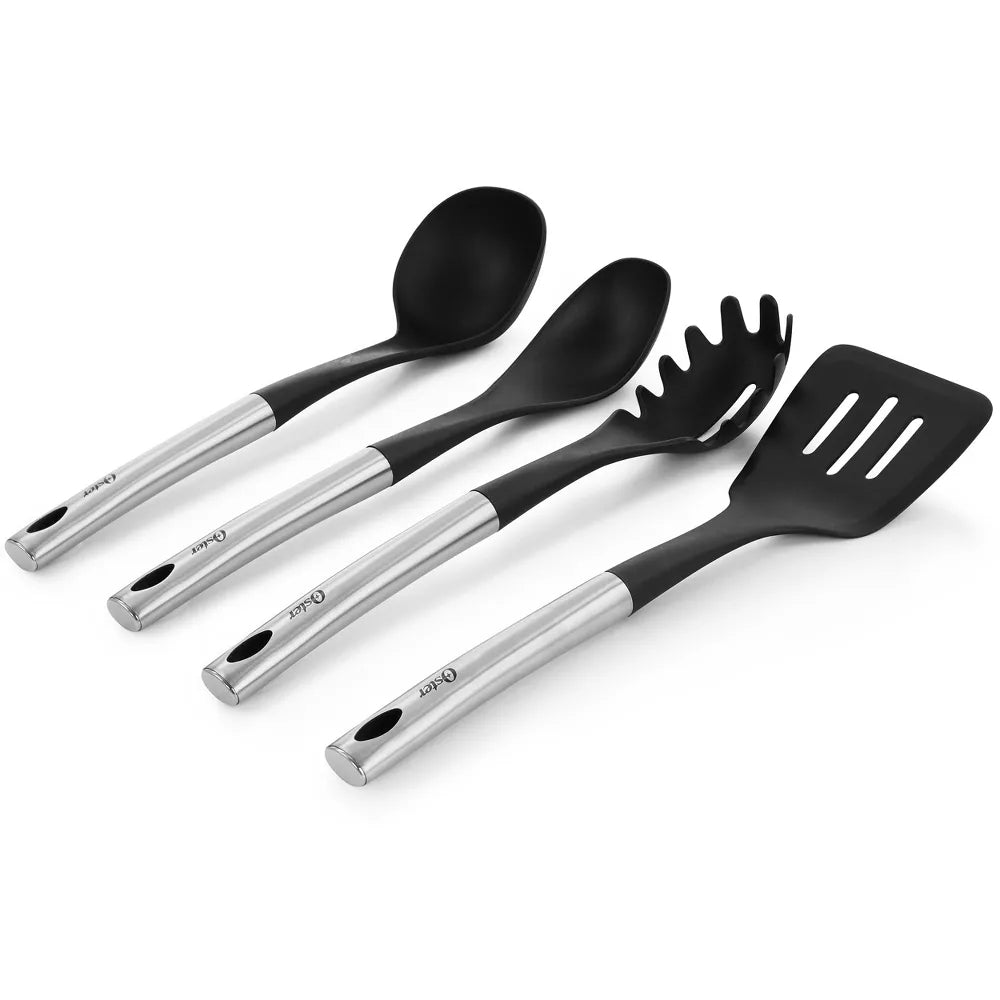 Oster 137536.12 Baldwyn Kitchen Tool and Cutlery Set (12-Pieces) - Silver/Black