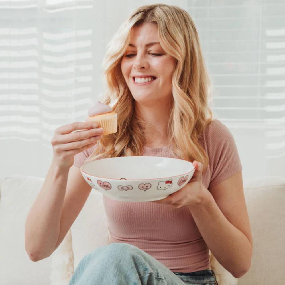 Sanrio Hello Kitty Balloons 9" Ceramic Coupe Dinner Bowl - Pink