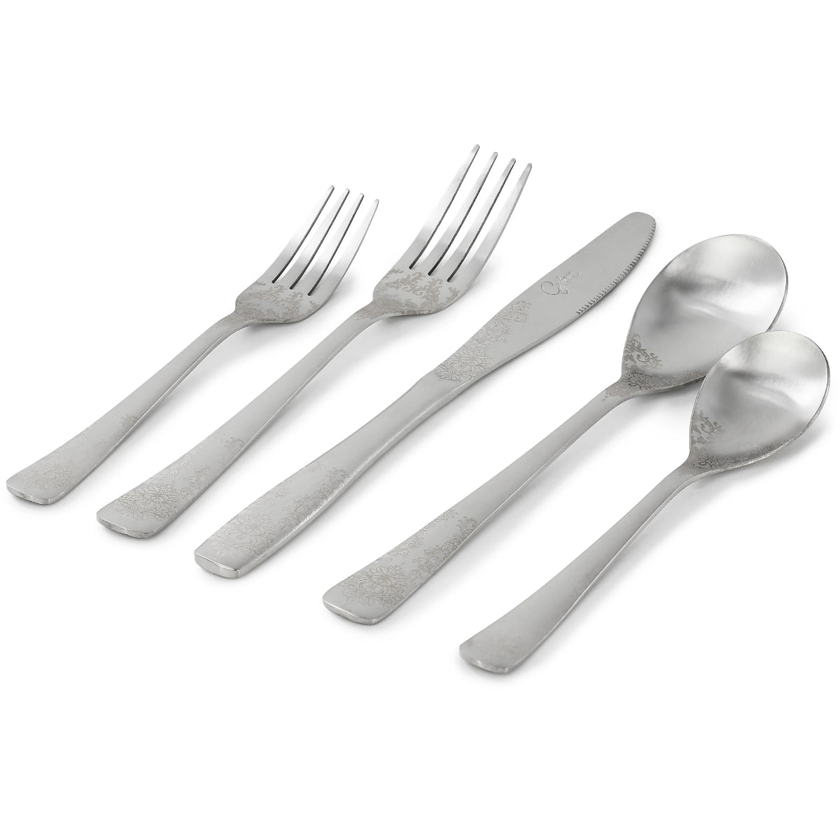 Gibson Home 13851021 Bishop Hill Floral Flatware Set (20 Pieces) - Silver