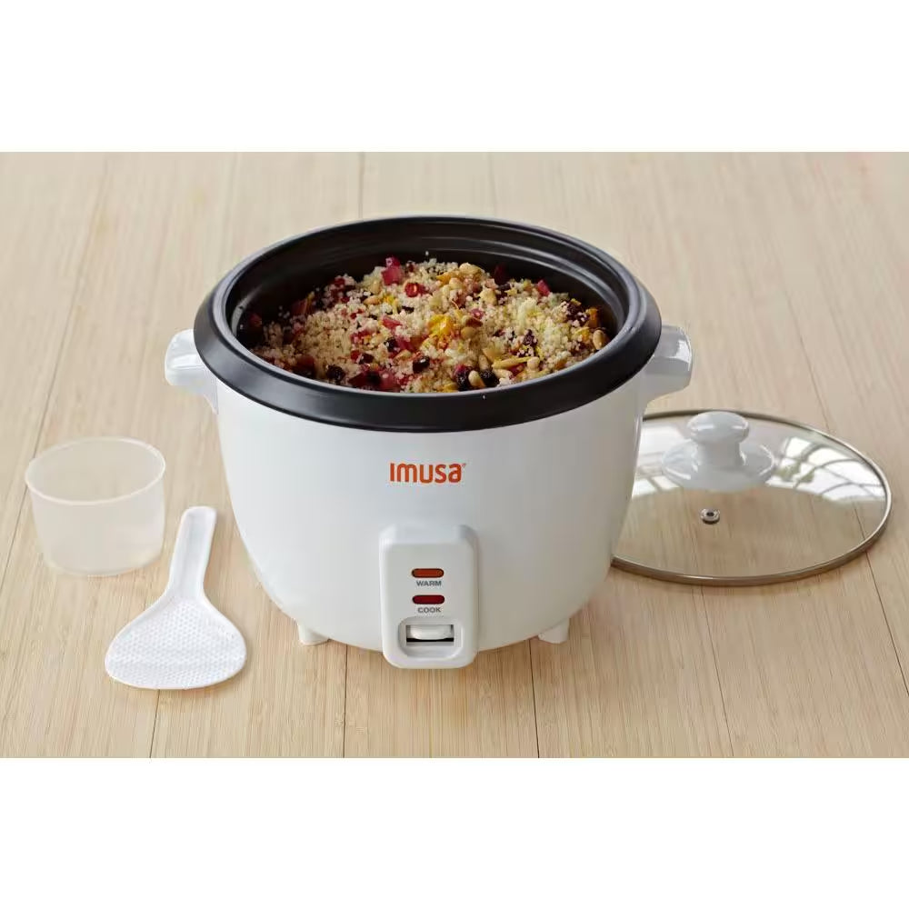 Imusa GAU-00011 3-Cup Non-Stick Cooker with Cooking Pot - White