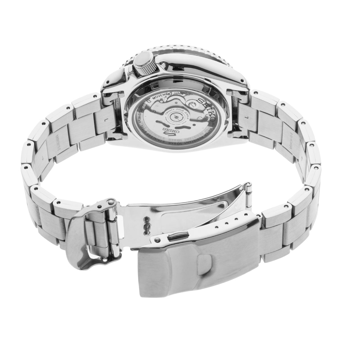 Seiko 5 Sports Men's 42.5mm Silver-Tone Bracelet Watch - Green Dial