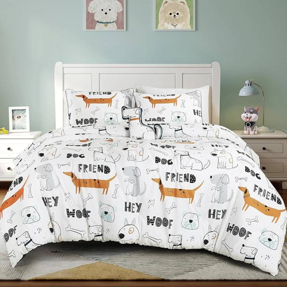 ESCA Woof Friends Kid's Comforter Set (4-Piece) - White