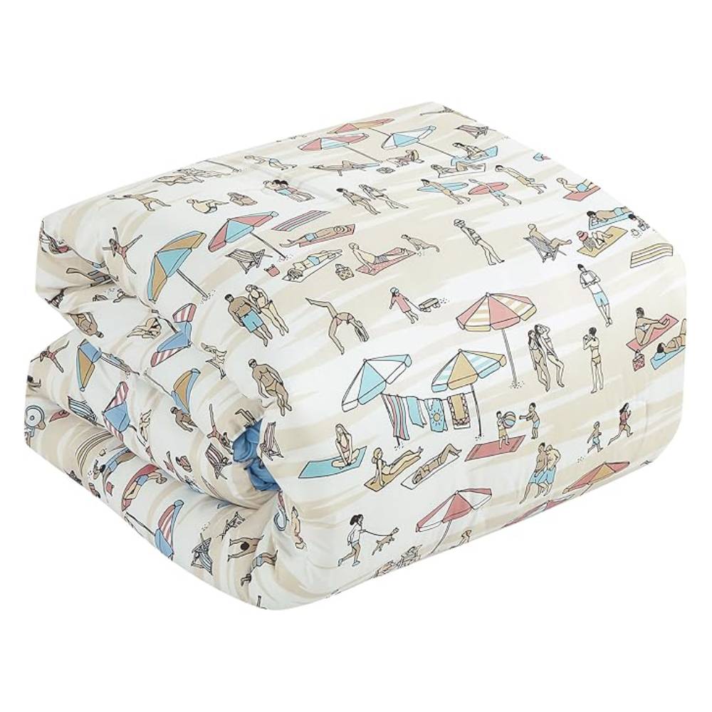ESCA Coastal Beach Surfing Kid's Twin Size Comforter Set (3-Piece) - Beige